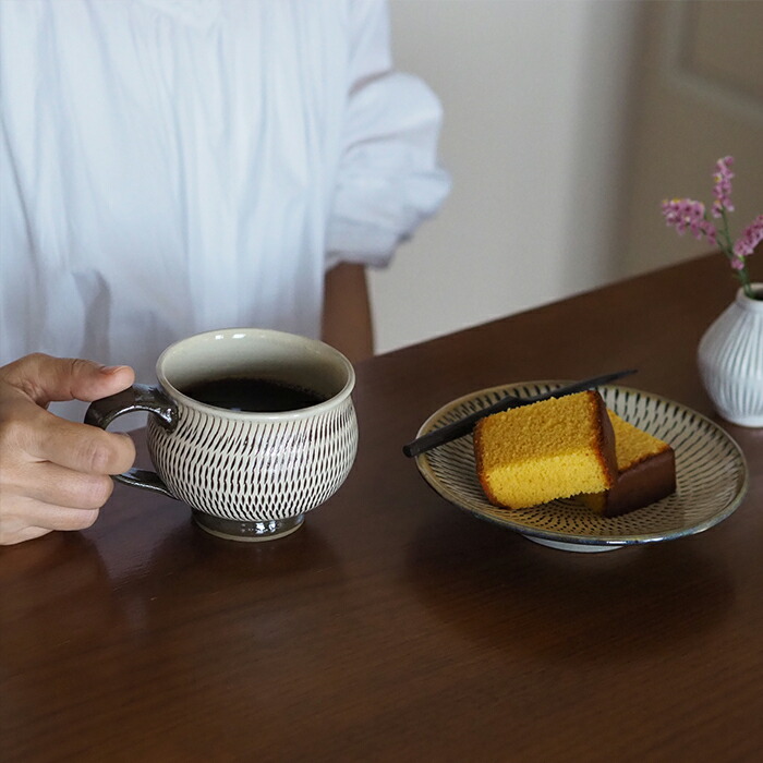 ★小鹿田焼　小袋窯　マグカップ　飛びかんな