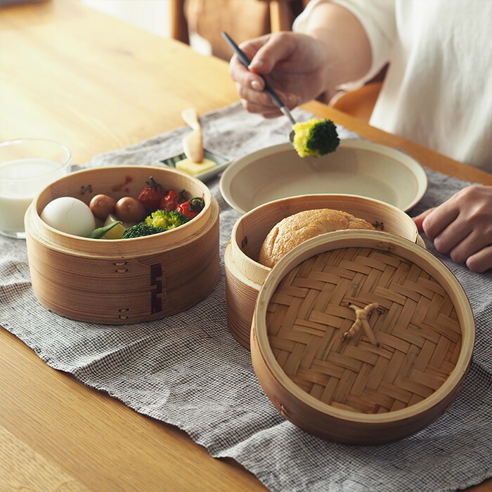 【4月より値上げ】かごや　杉　中華せいろ　15cm　2段　ステンレス鍋付セット