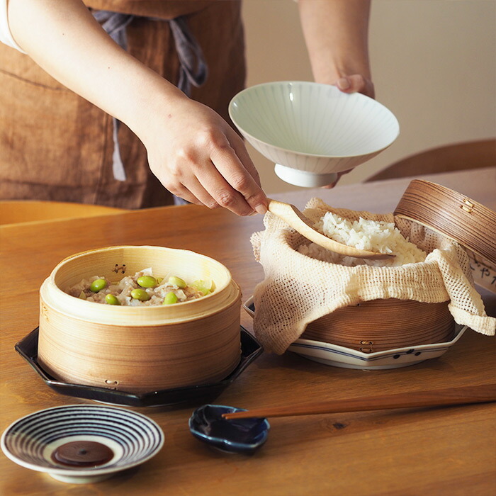 【4月より値上げ】かごや　杉　中華せいろ　15cm　2段　ステンレス鍋付セット