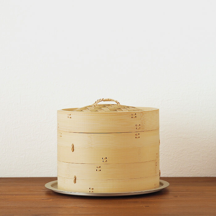 かごや　竹　中華せいろ　21cm　2段　アルミ蒸板付セット