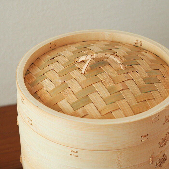 かごや　竹　中華せいろ　21cm　2段　アルミ蒸板付セット