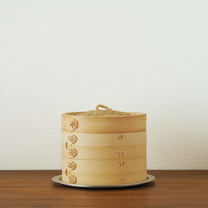 かごや　竹　中華せいろ　18cm　2段　アルミ蒸板付セット