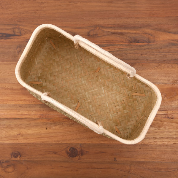 かごや　特選　青竹　市場籠　籐手　小