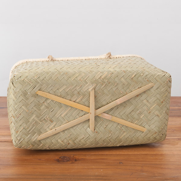 かごや　特選　青竹　市場籠　籐手　小