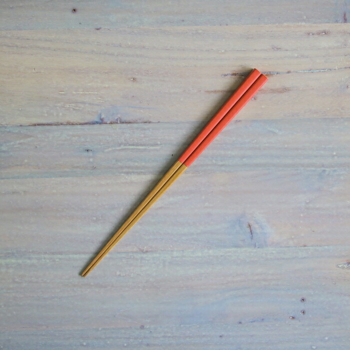 公長齋小菅　うるう箸　コーラルレッド　23cm　※
