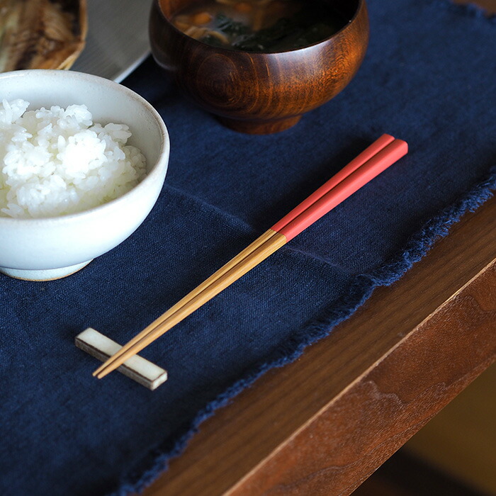 公長齋小菅　うるう箸　コーラルレッド　23cm　※