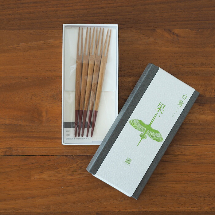 公長斎小菅　白鷺フォークセット　レッド