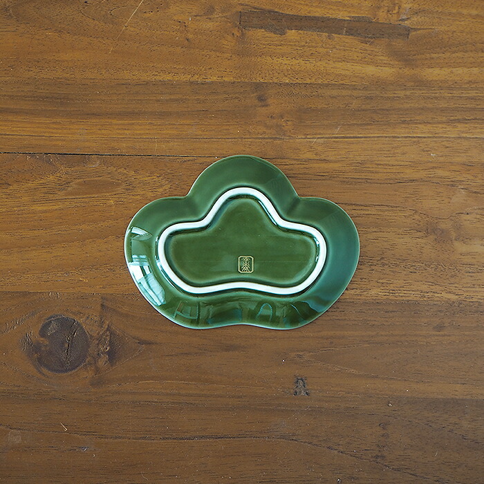 幸楽窯　錦　茶緑金　松葉形　銘々皿