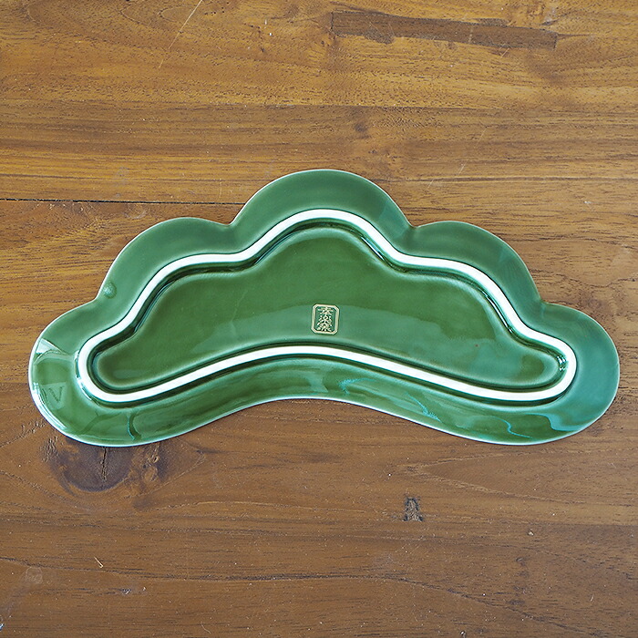 幸楽窯　錦　茶緑金　松葉形　前菜皿