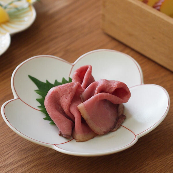 幸楽窯　錦　銀彩　捻り梅形　銘々皿