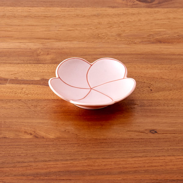 幸楽窯　錦　曙釉　銀彩　捻り梅形　小皿