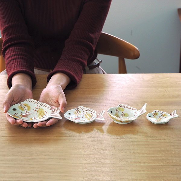 幸楽窯　錦　金叩　鯛形　銘々皿