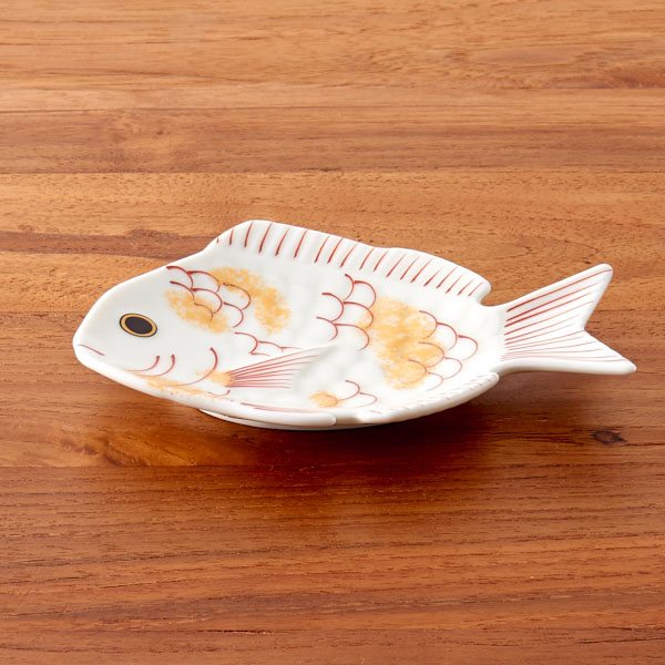 幸楽窯　錦　金叩　鯛形　銘々皿