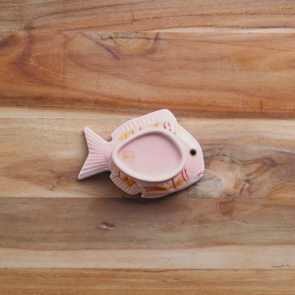 幸楽窯　錦　薄桜　金叩　鯛形　小付