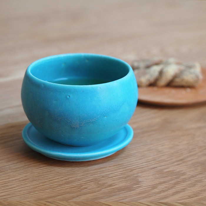 飯高幸作　フタック　蓋物　丸　S　ブルー　/　kousha ceramic works