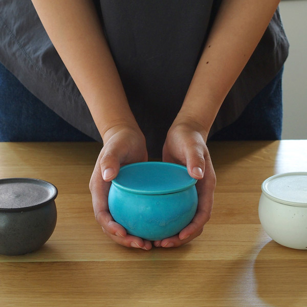 飯高幸作　フタック　蓋物　丸　S　ブルー　/　kousha ceramic works