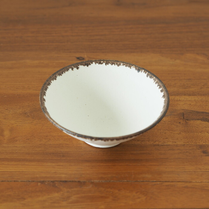 飯高幸作　小鉢　白フチ茶 　/　 kousha ceramic works