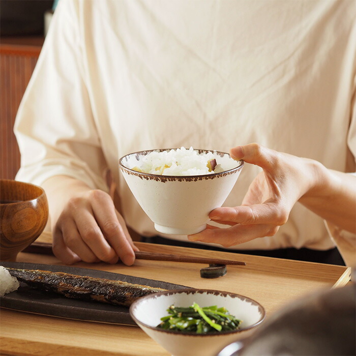 飯高幸作　飯碗 　大　白フチ茶 　/　 kousha ceramic works