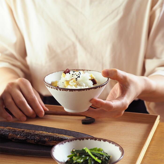 飯高幸作　飯碗　小　白フチ茶 　/　 kousha ceramic works