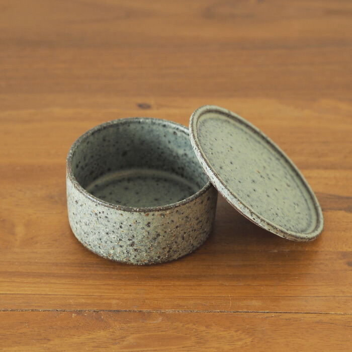 飯高幸作　蓋物　グリーングレー