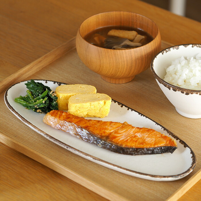 飯高幸作　オーバル皿　白フチ茶 　/　 kousha ceramic works