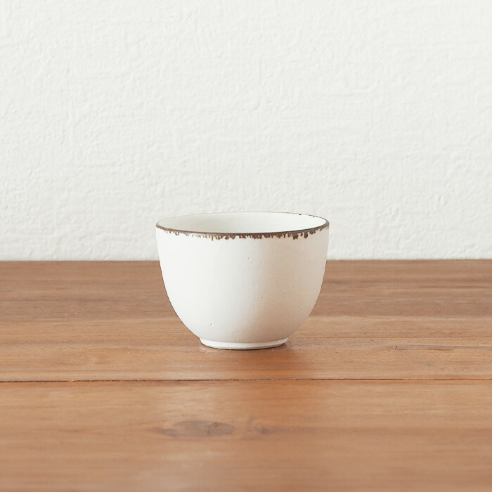 飯高幸作　湯のみ　白フチ茶 　/　 kousha ceramic works