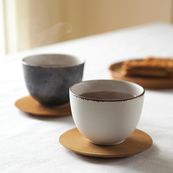 飯高幸作　湯のみ　白フチ茶 　/　 kousha ceramic works