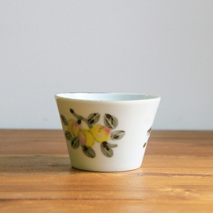 【取扱終了0821】【生産終了アイテム】堀畑蘭　色絵桃の木　蕎麦猪口