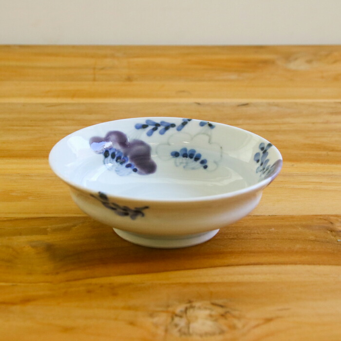 ★堀畑蘭　色絵泰山木　4寸鉢