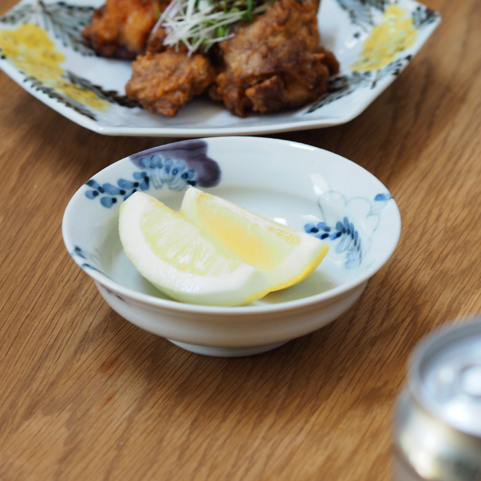 ★堀畑蘭　色絵泰山木　4寸鉢