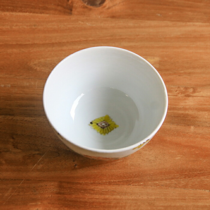 堀畑蘭　色絵草花紋　飯碗