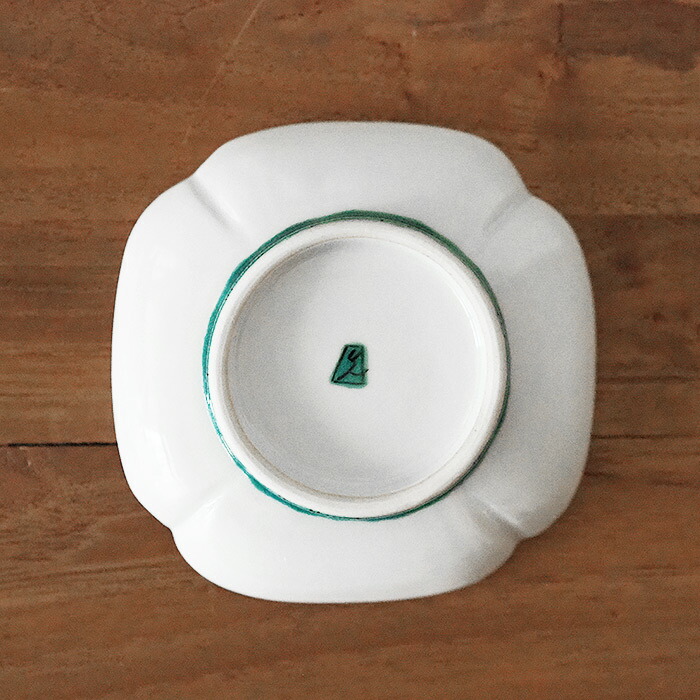 堀畑蘭　隅入豆皿　色絵唐子と赤松