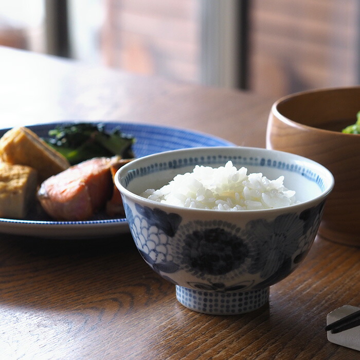 堀畑蘭　染付花畑　飯碗