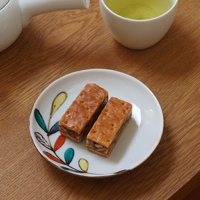 九谷青窯　高祥吾　色絵遊び葉　4寸皿　※