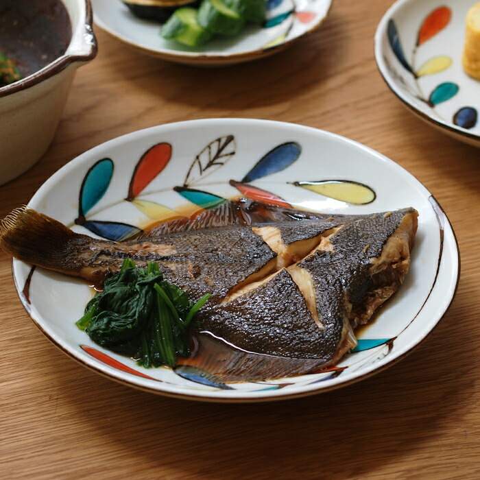 九谷青窯　高祥吾　色絵遊び葉　6寸皿　※