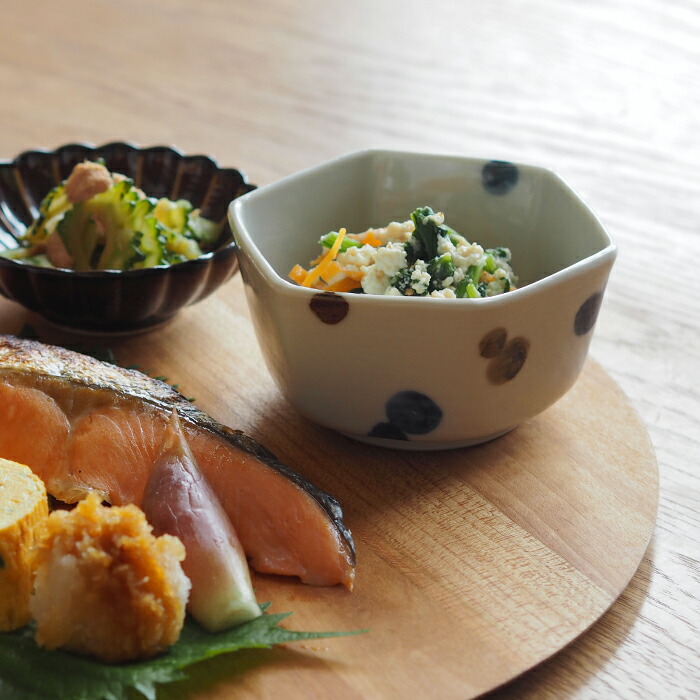 【取扱終了0630】九谷青窯　高祥吾　呉須鉄親子珠　六角小鉢　※