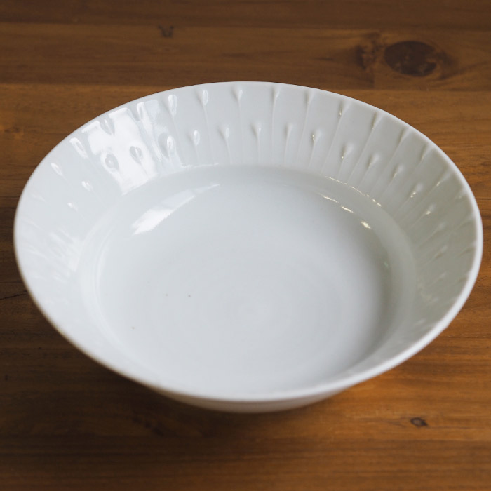 九谷青窯　高原真由美　白磁いっちん雫　7寸深皿