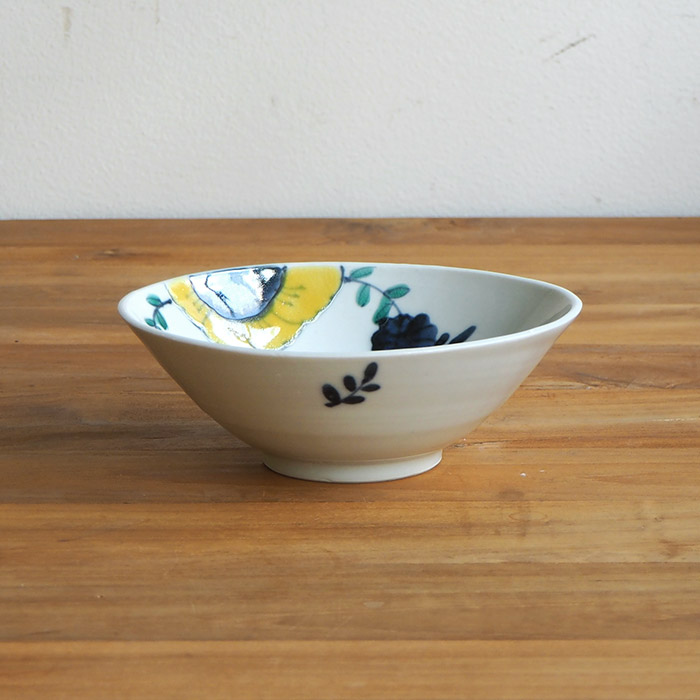 九谷青窯　高原真由美　色絵舞い花　楕円鉢