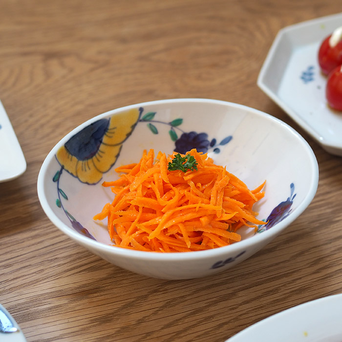 九谷青窯　高原真由美　色絵舞い花　楕円鉢