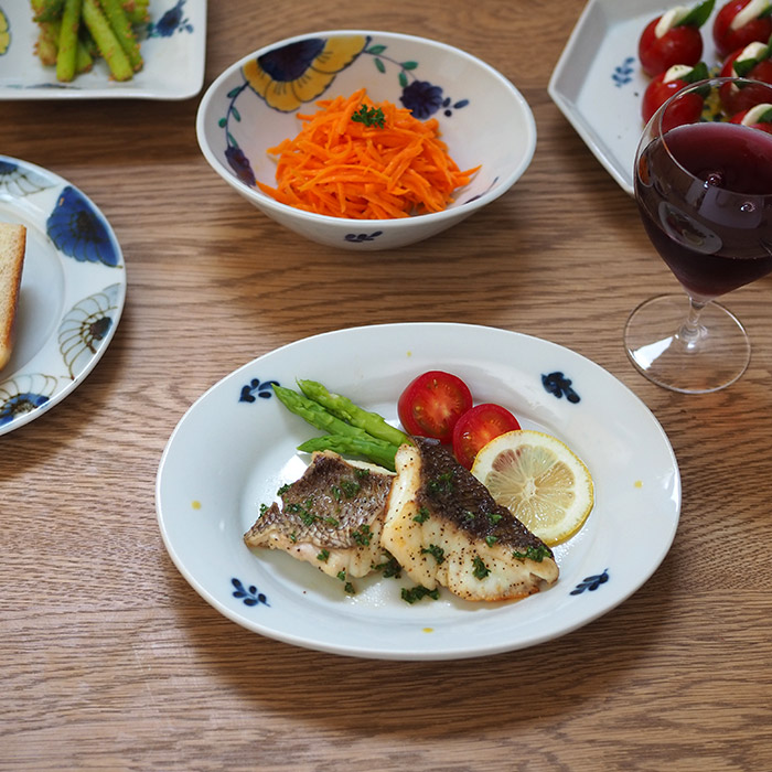 九谷青窯　高原真由美　色絵花冠　楕円皿