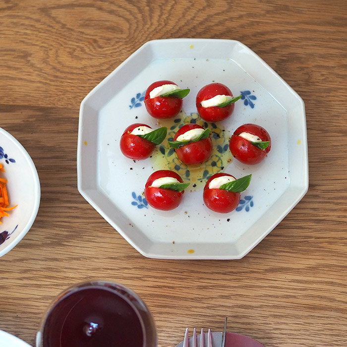 九谷青窯　高原真由美　色絵花冠　八角皿