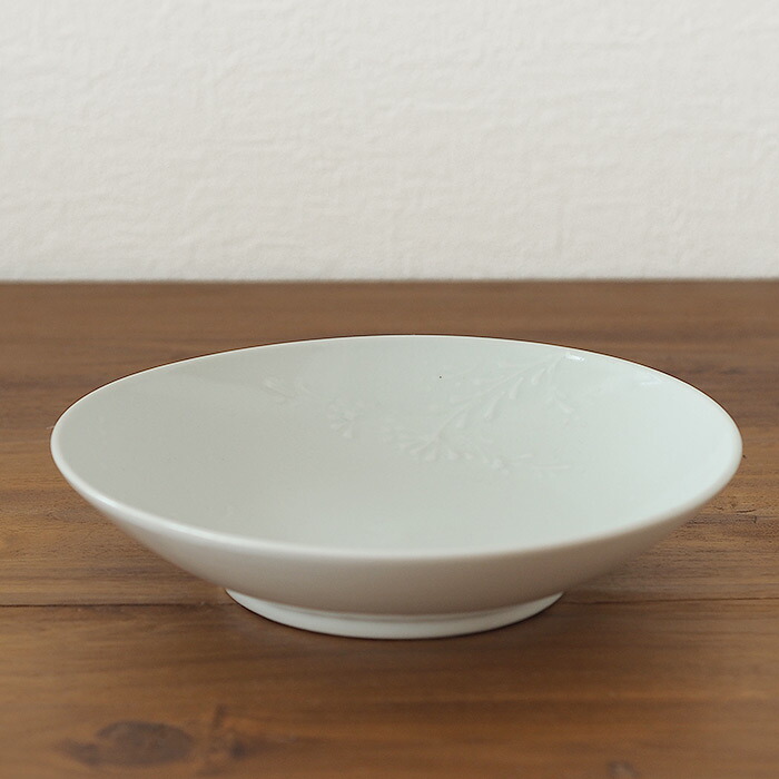 九谷青窯　高原真由美　白磁いっちん草花ちらし　7寸深皿