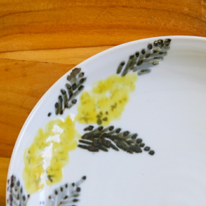 九谷青窯　横井佳乃　色絵ミモザ　7寸深皿
