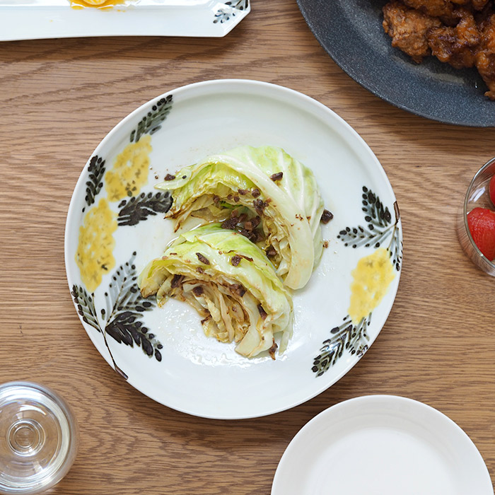 九谷青窯　横井佳乃　色絵ミモザ　7寸深皿