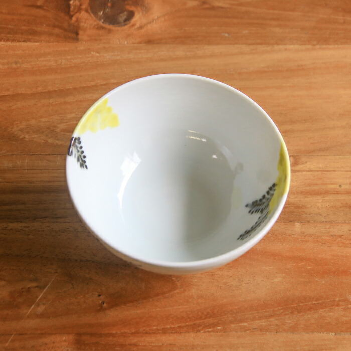 九谷青窯　横井佳乃　色絵ミモザ　飯碗