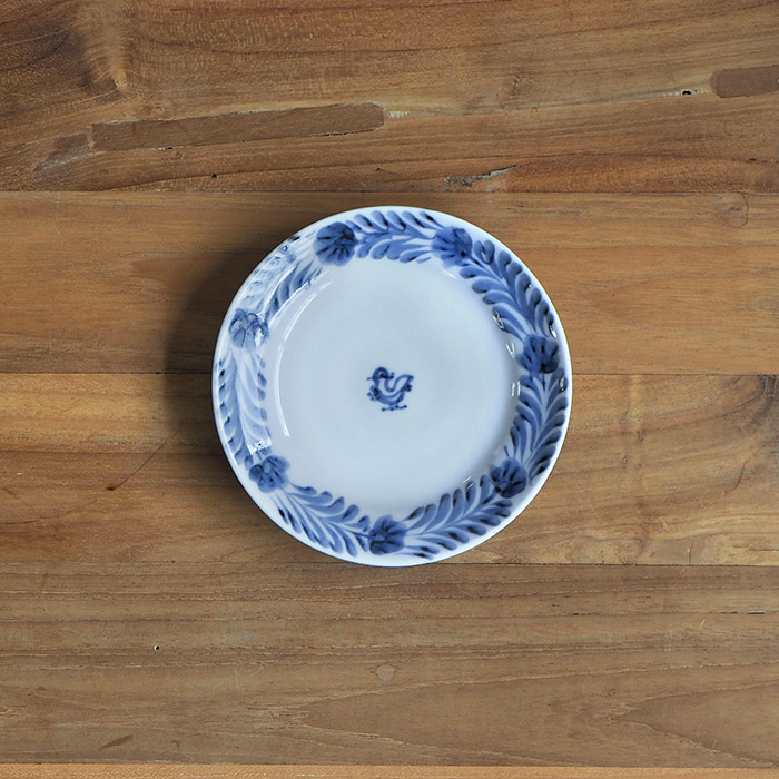 九谷青窯　横井佳乃　羽と鳥　4寸皿