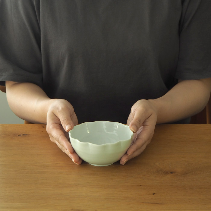 九谷青窯　横井佳乃　月見草　輪花小鉢