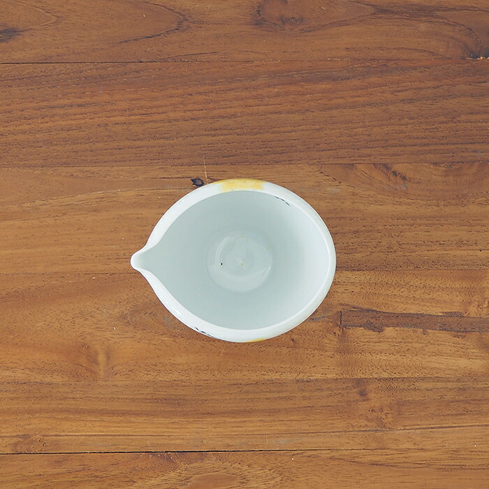 九谷青窯　横井佳乃　色絵ミモザ　片口3.5寸深鉢