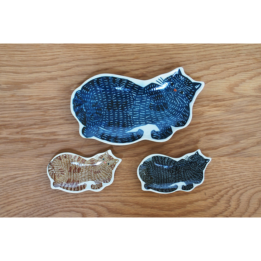 倉敷意匠　kata　kata　印判手大皿　青猫