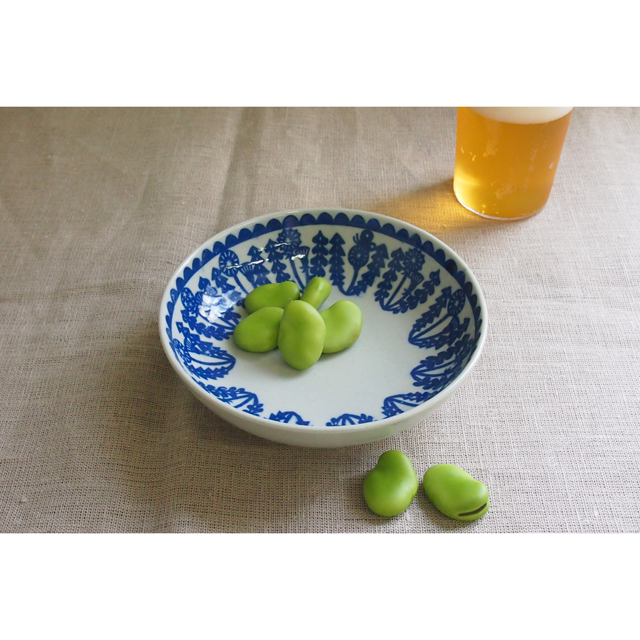 【取扱終了0615】倉敷意匠　kata　kata　印判手なます皿　たんぽぽ　※